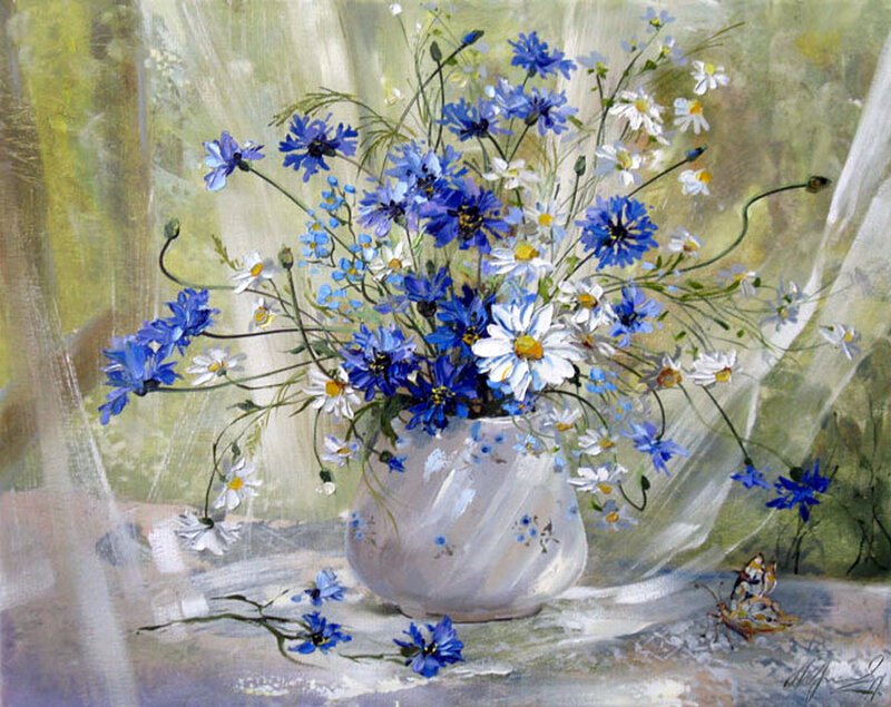 Bouquet of Wildflowers — Blue, Serene, Afternoon