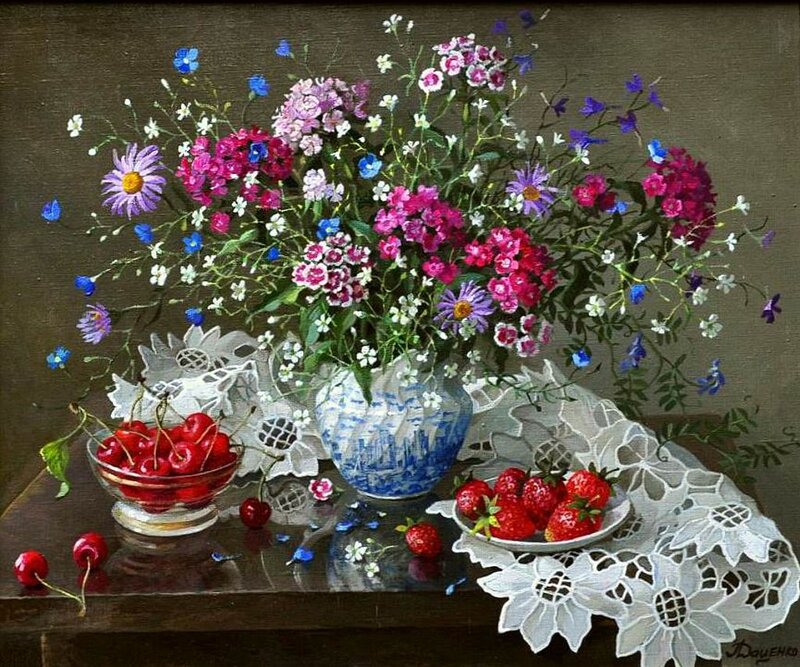 Bouquet of Wildflowers — Blue, Serene, Painting