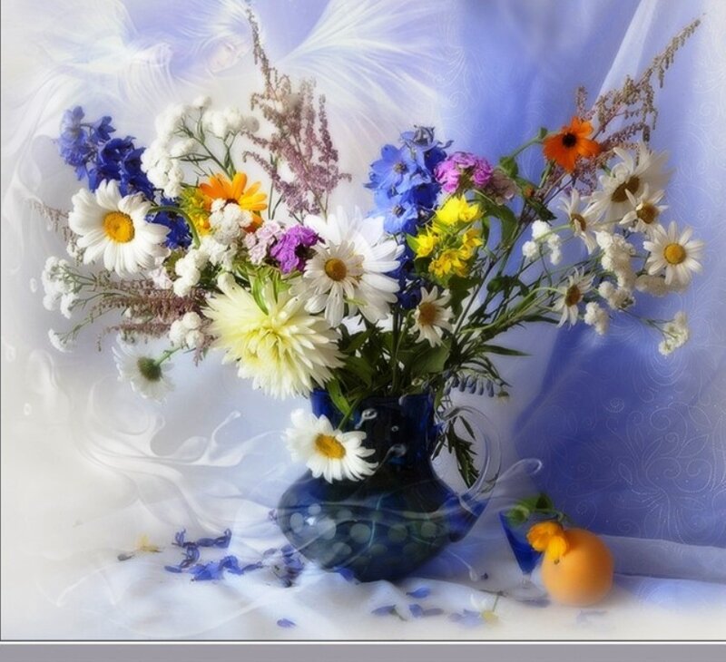 Bouquet of Wildflowers — Blue, Serene, Photograph