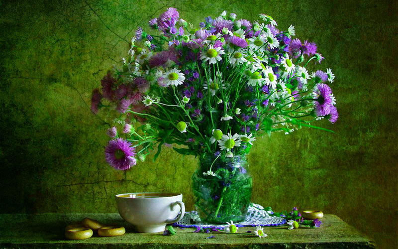 Bouquet of Wildflowers — Green, Serene, Photograph