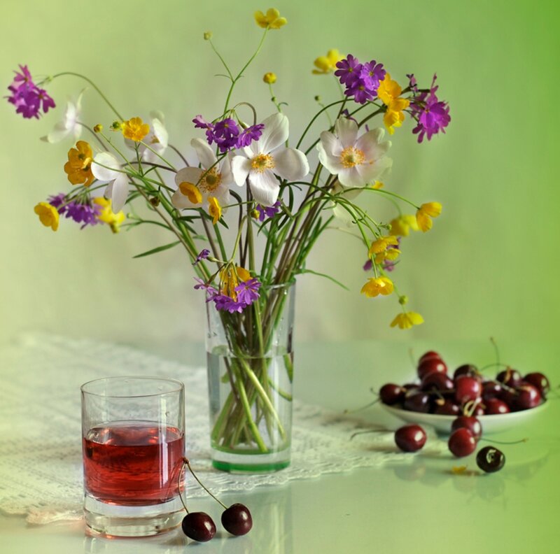 Bouquet of Wildflowers — Green, Serene, Spring, Photograph