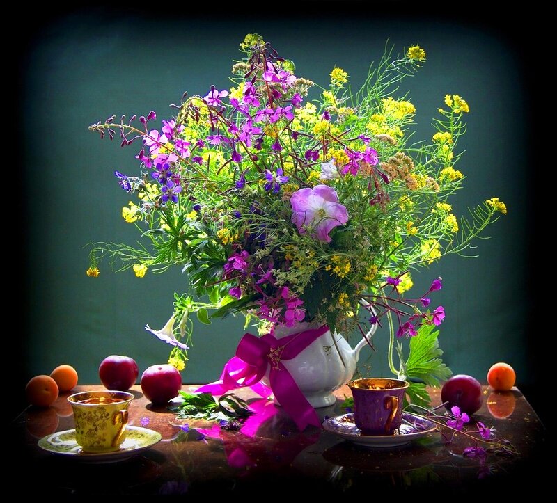 Bouquet of Wildflowers — Purple, Dramatic, Photograph