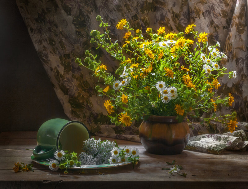 Bouquet of Wildflowers — Yellow, Serene, Afternoon, Photograph