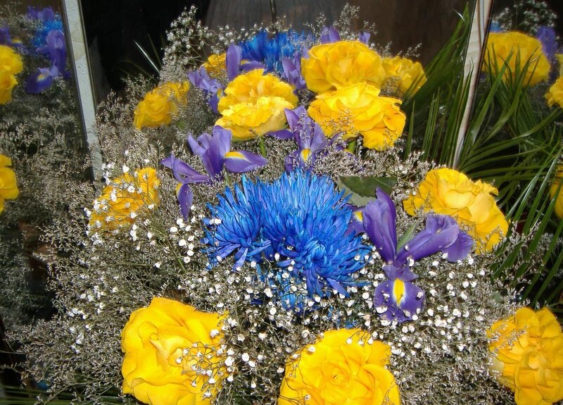 Bouquet of Yellow and Blue Flowers — Festive