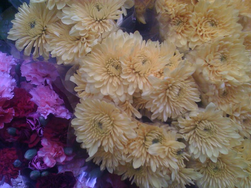 bouquet of yellow and pink flowers