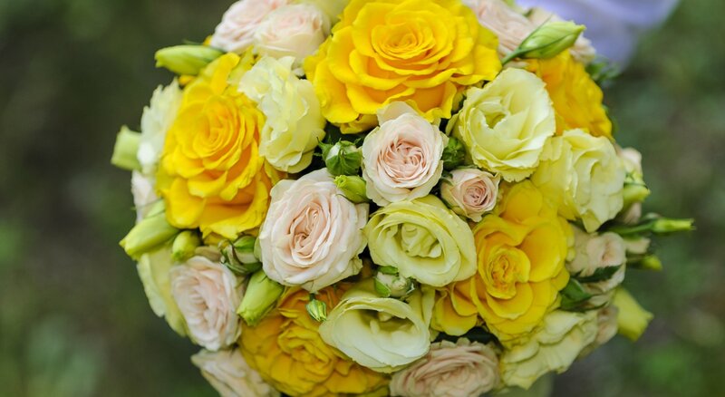 Bouquet of Yellow and Pink Roses — Calm