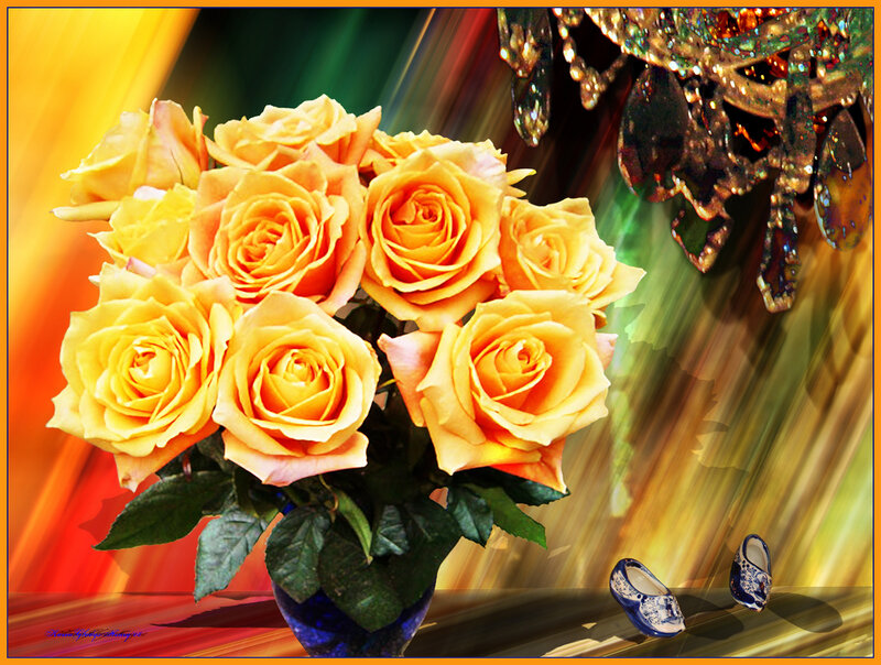 Bouquet of Yellow Roses — Dramatic, Digital Art