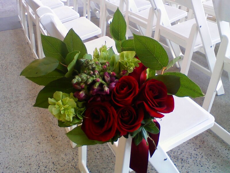 Bouquet on white chair