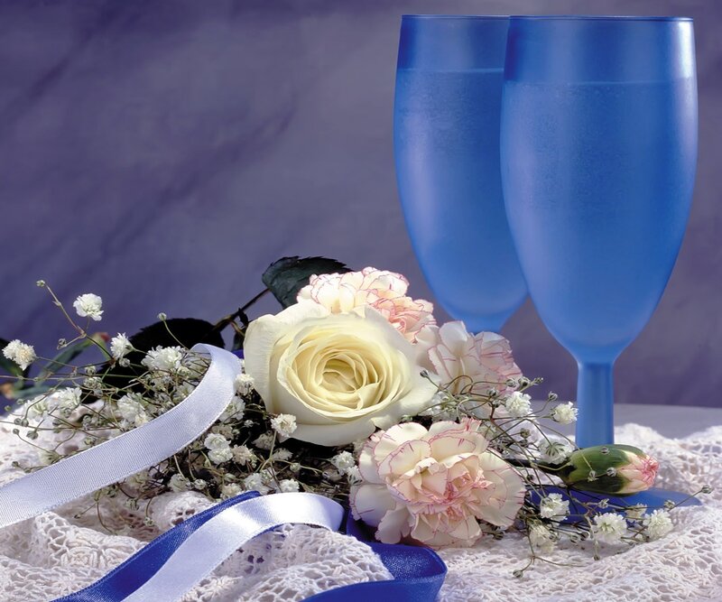 Bouquet with Blue Glasses