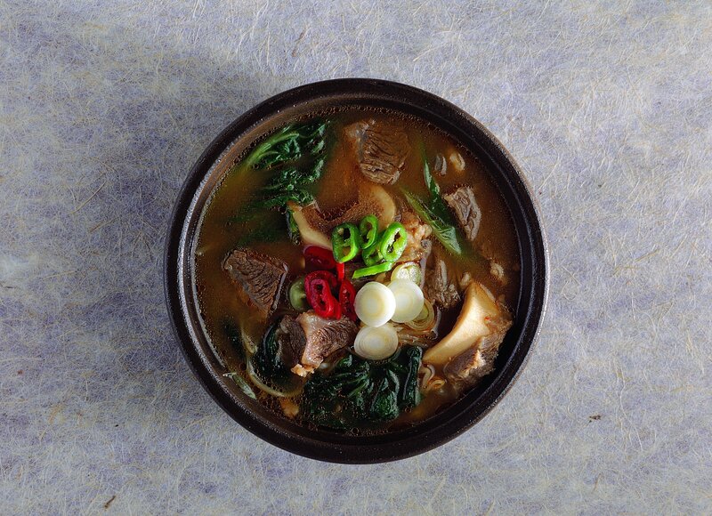 Bowl of beef and vegetable soup