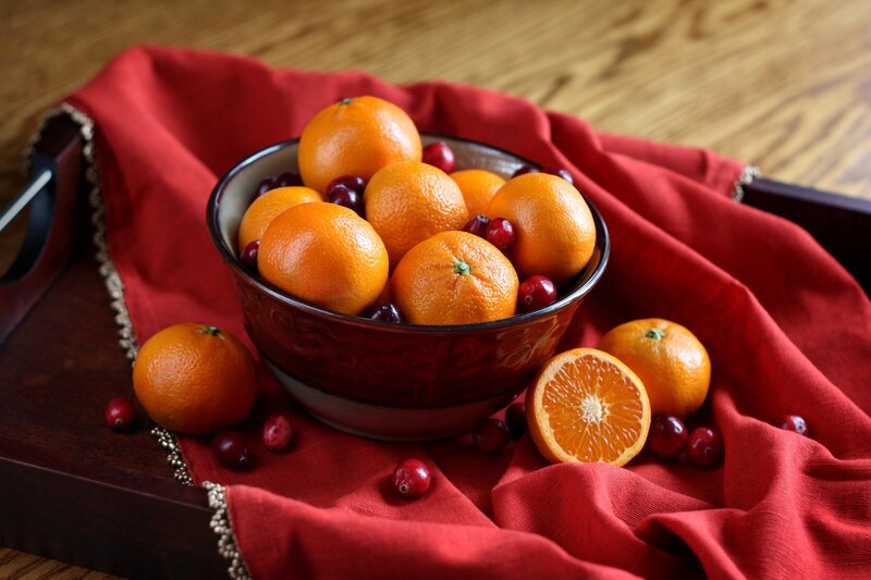 Bowl of Clementines and Cranberries