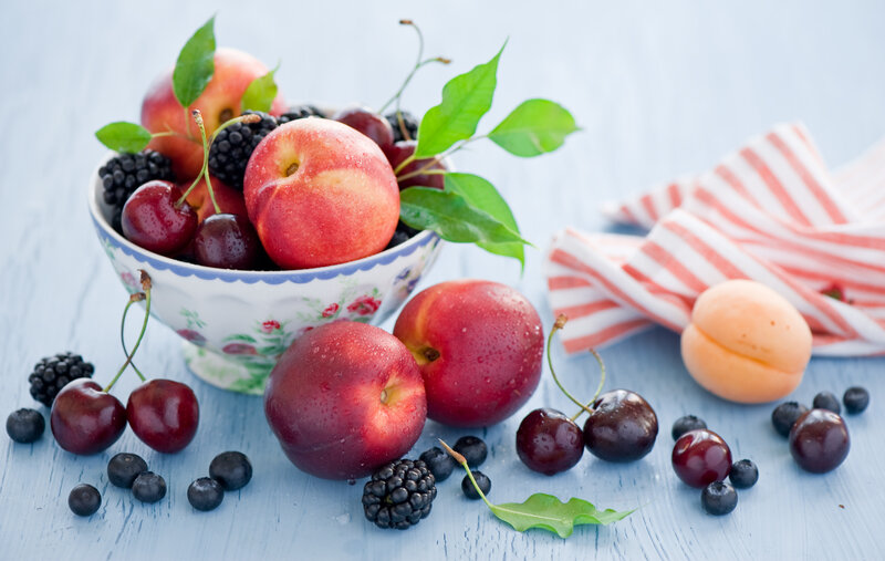 Bowl of Fresh Fruit — Blue