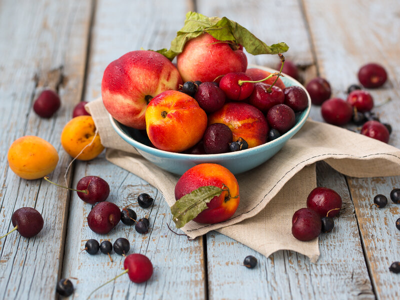 Bowl of Fresh Fruit — Red