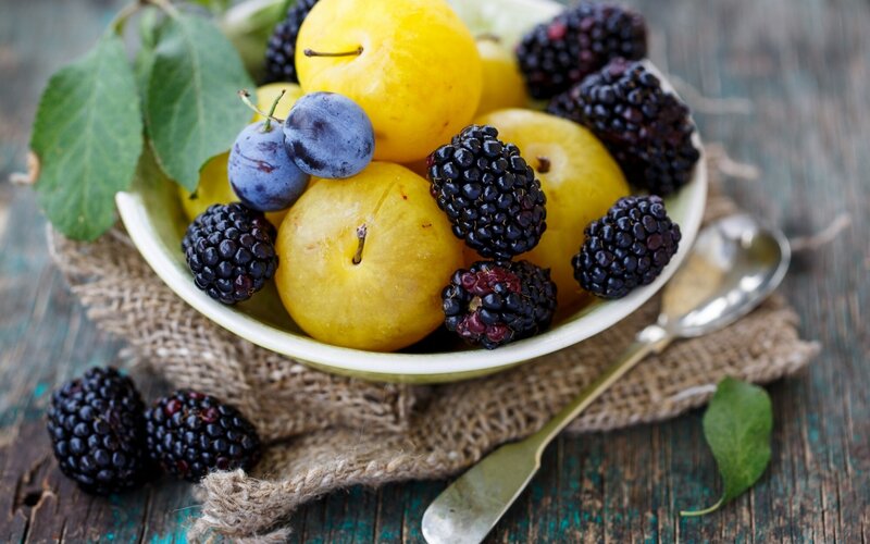 Bowl of Mixed Berries — Yellow