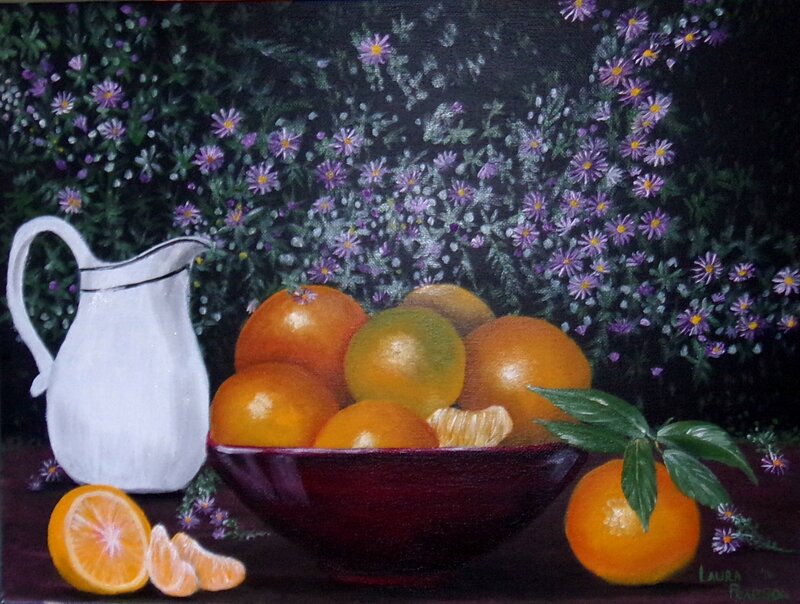 Bowl of Oranges and Pitcher