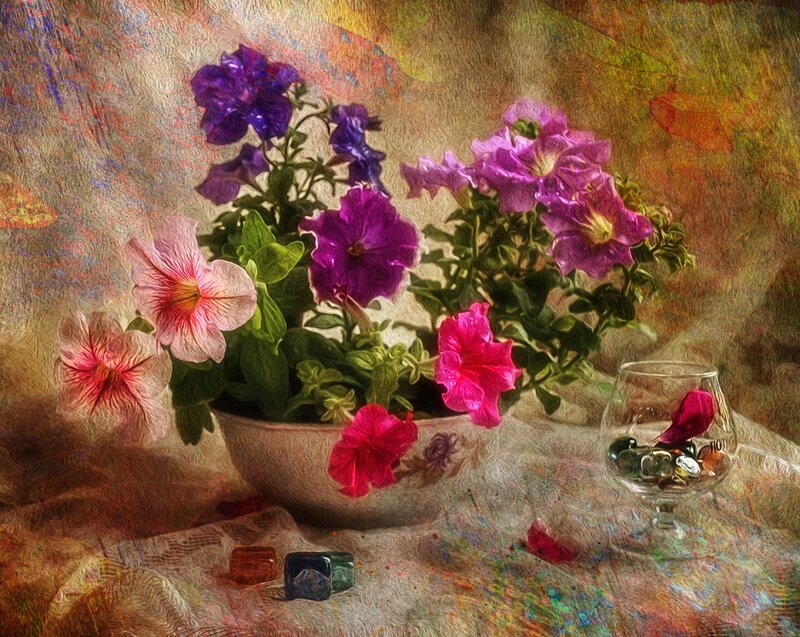 Bowl of Petunias