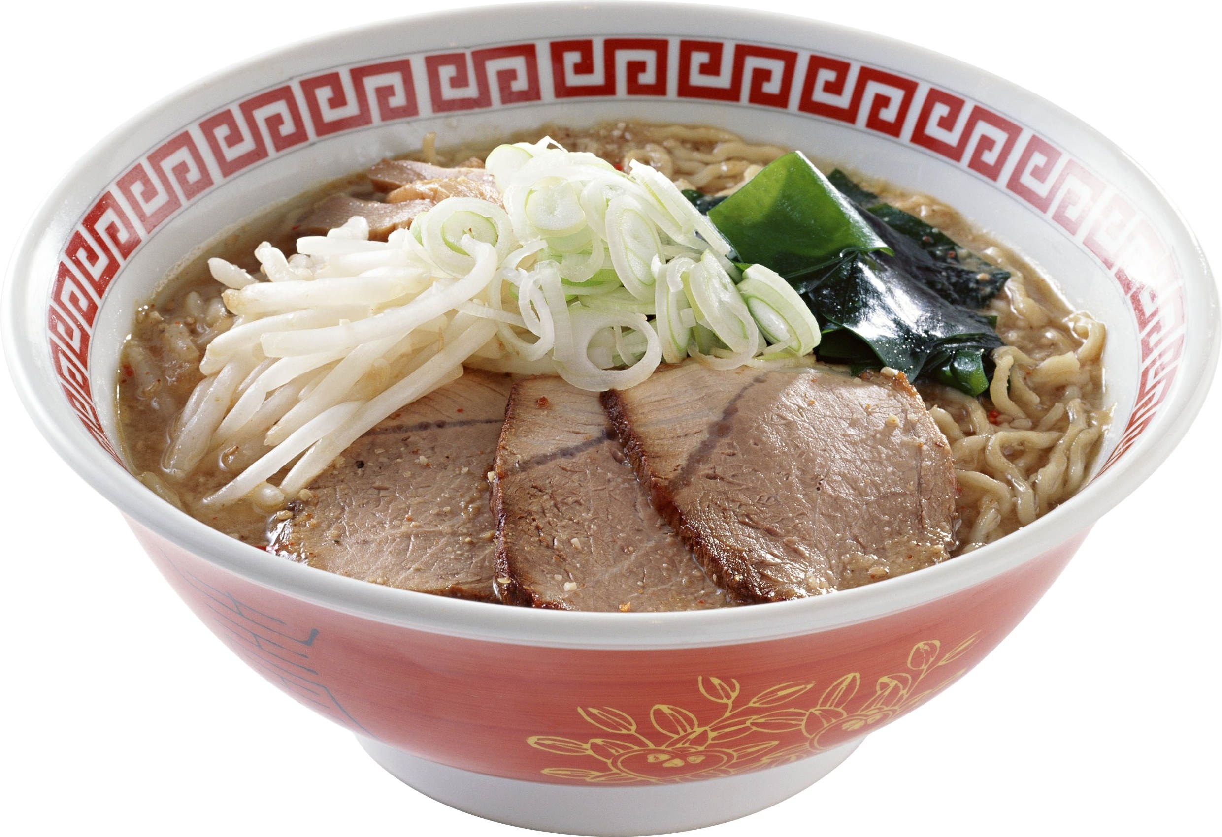 Bowl of ramen with pork and vegetables