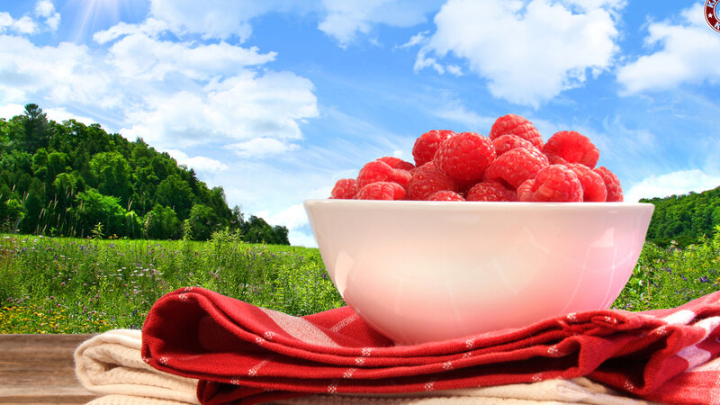 Bowl of Raspberries — Red