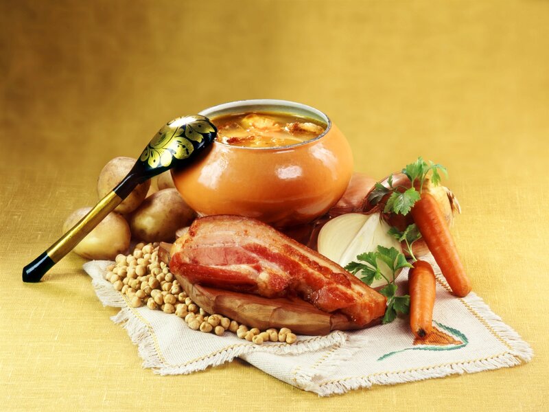 Bowl of soup with ingredients