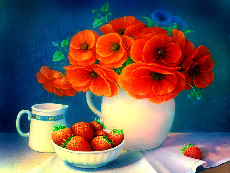 Bowl of Strawberries — Red, Calm