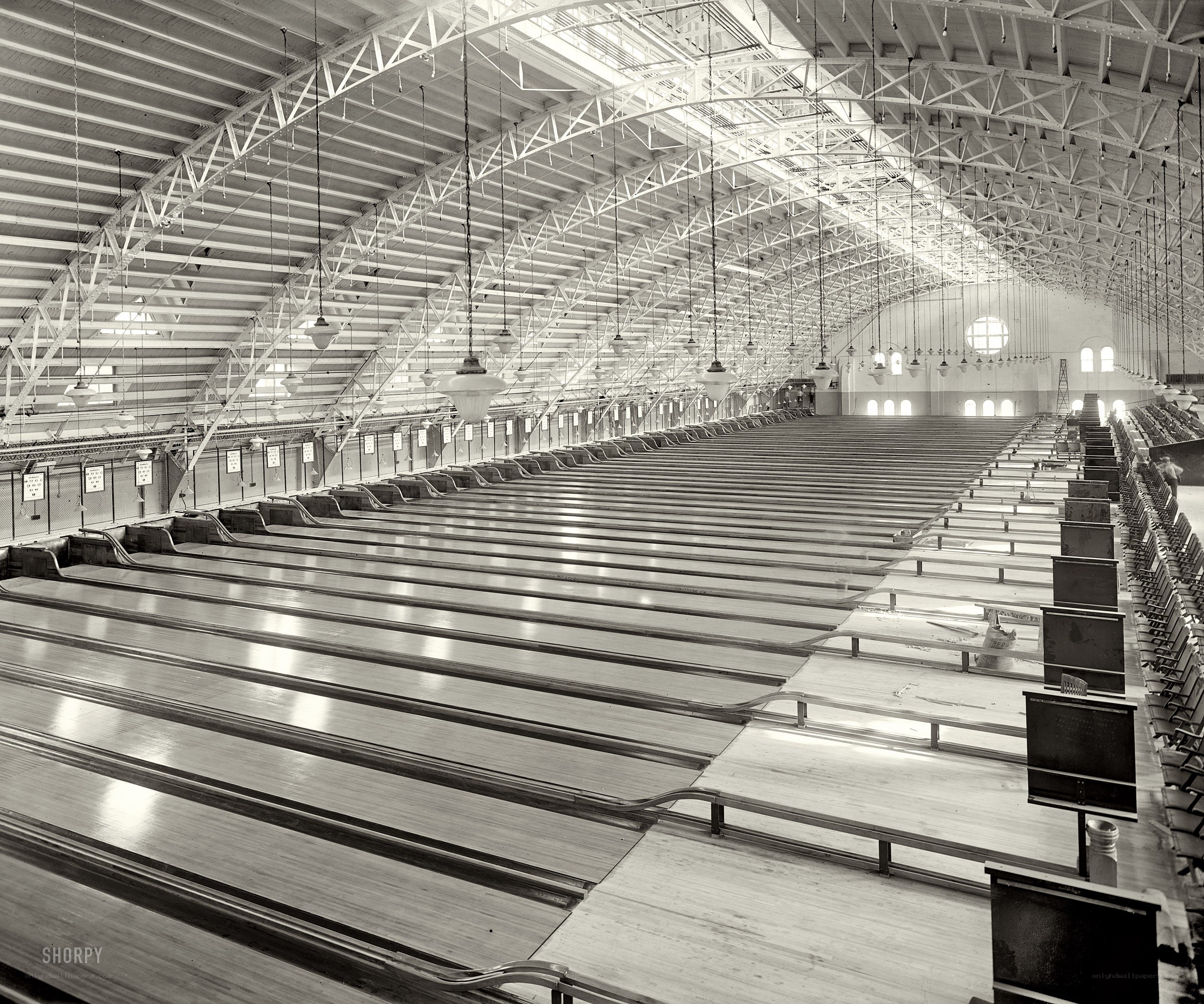 Bowling alley interior