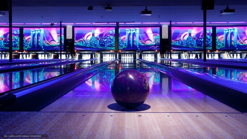 Bowling alley with neon lights