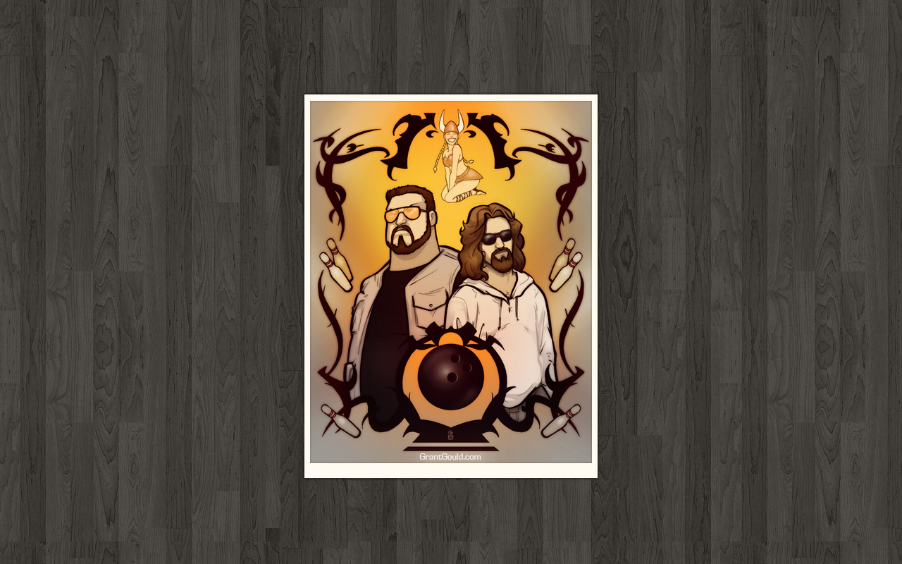 Bowling art with two men