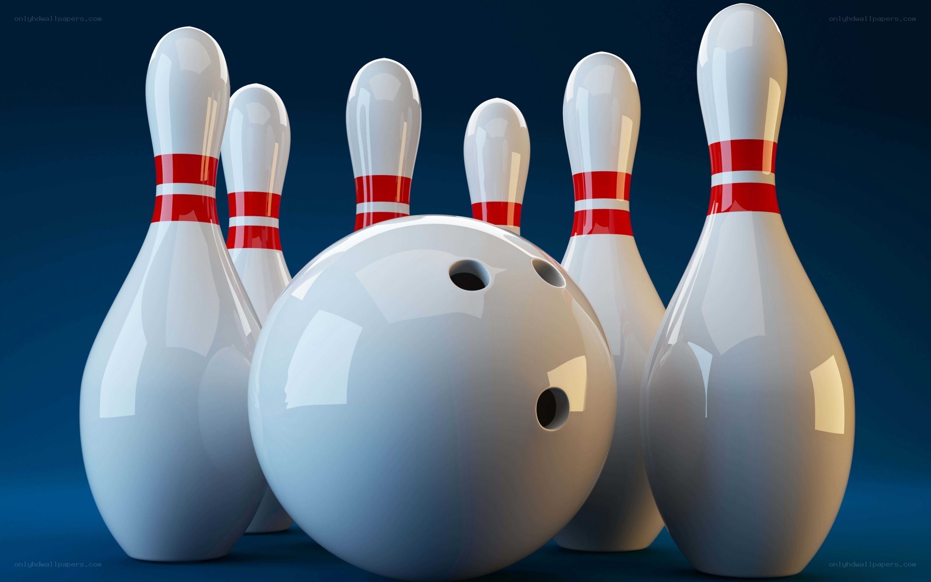 Bowling ball and pins