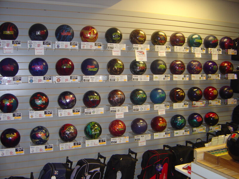 Bowling balls on display