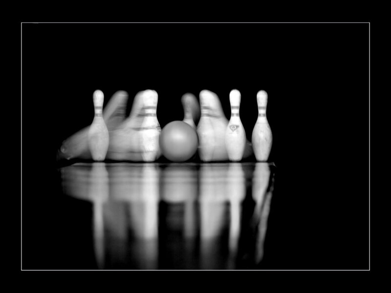 Bowling Pins and Ball — Black