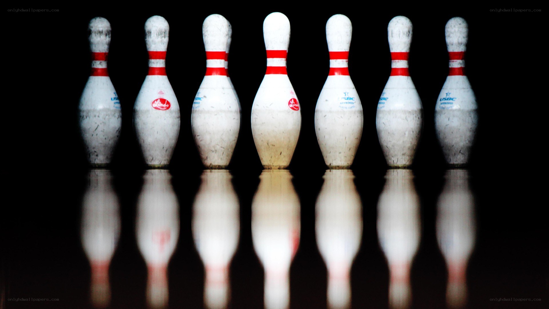 Bowling pins in a row