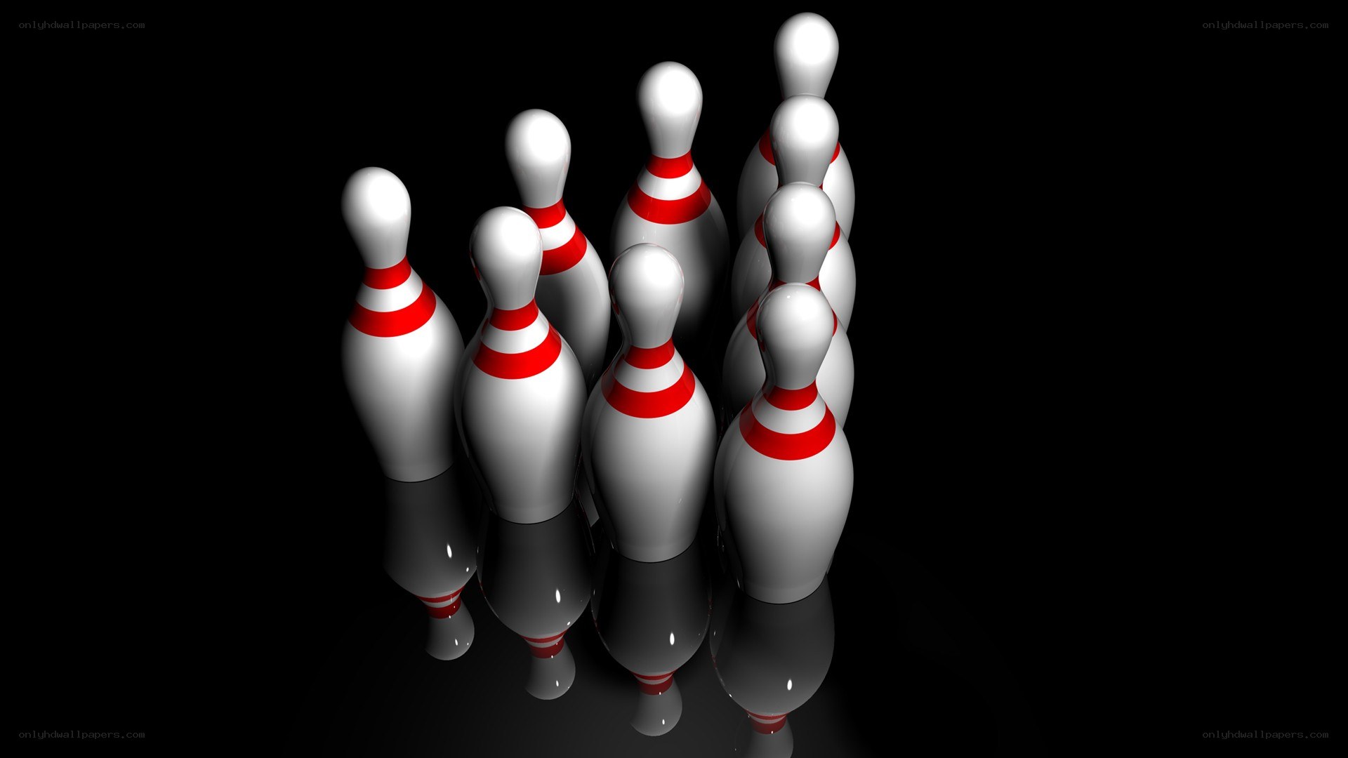 Bowling pins in formation
