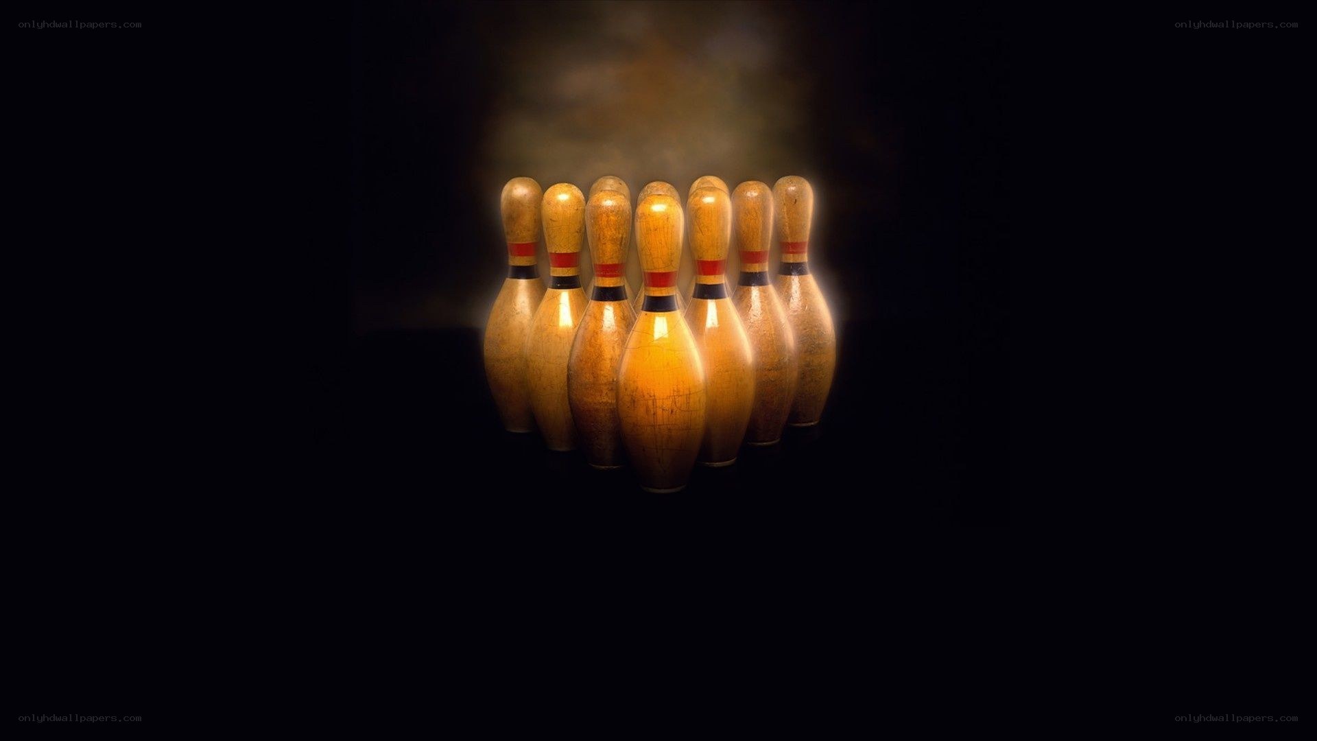 Bowling pins in spotlight