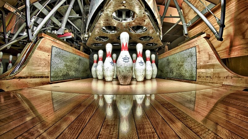 Bowling Pins on Lane — Brown