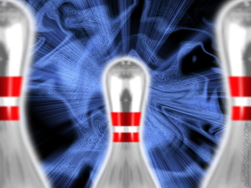 Bowling pins with blue energy effect