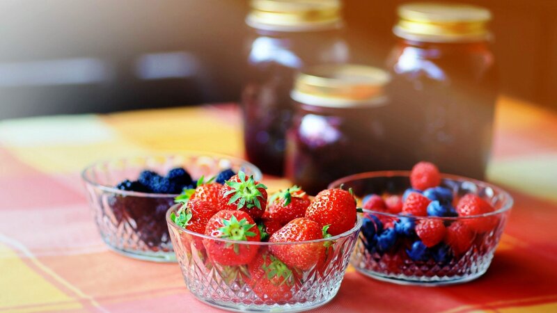 Bowls of Fresh Berries — Red