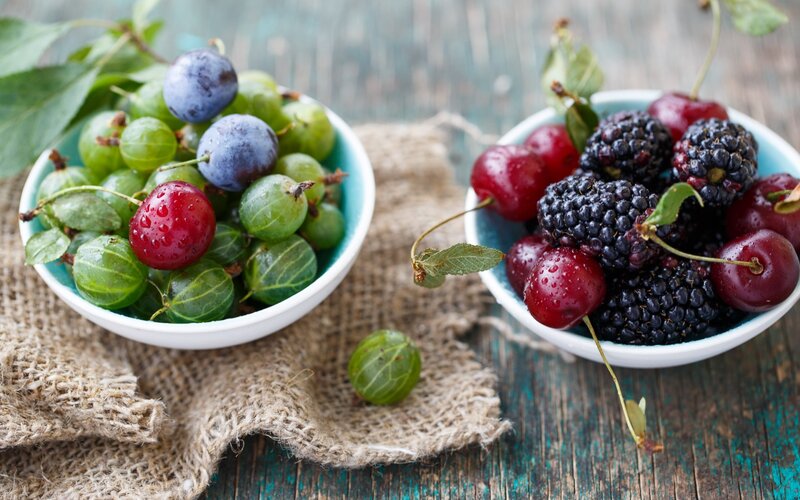 Bowls of Mixed Berries — Blue