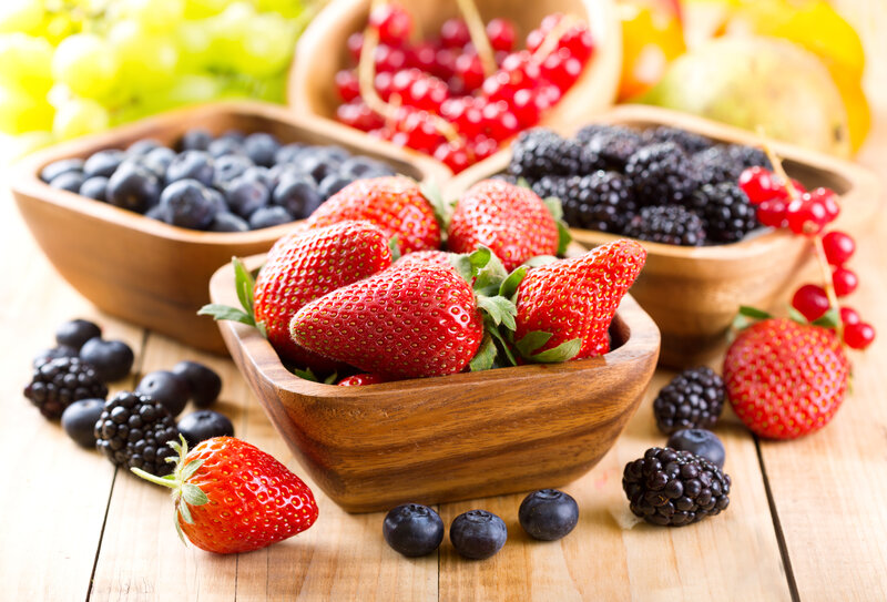 Bowls of Mixed Berries — Red