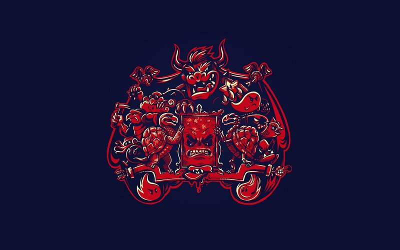 Bowser and Mario enemies crest