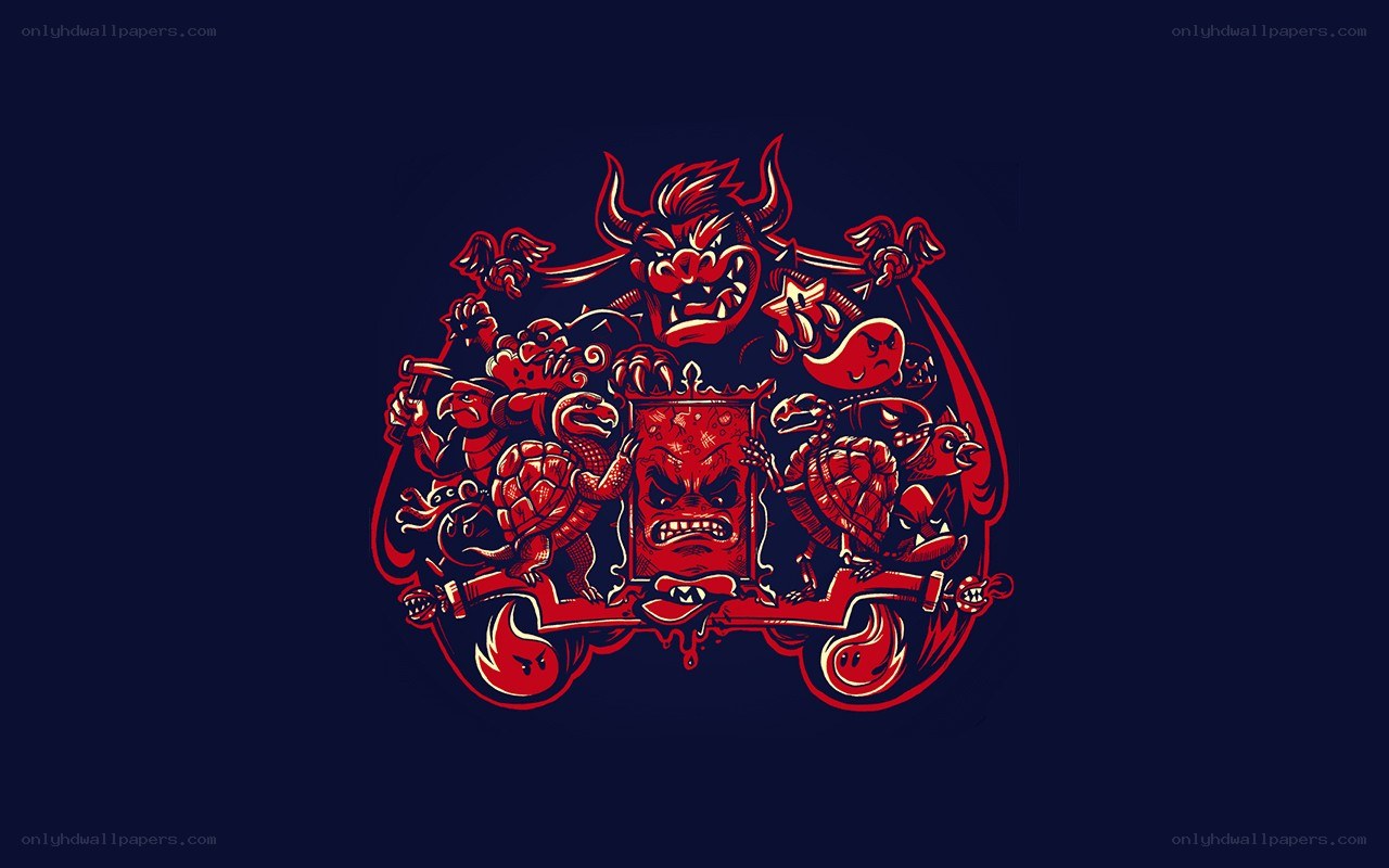 Bowser and Mario enemies crest