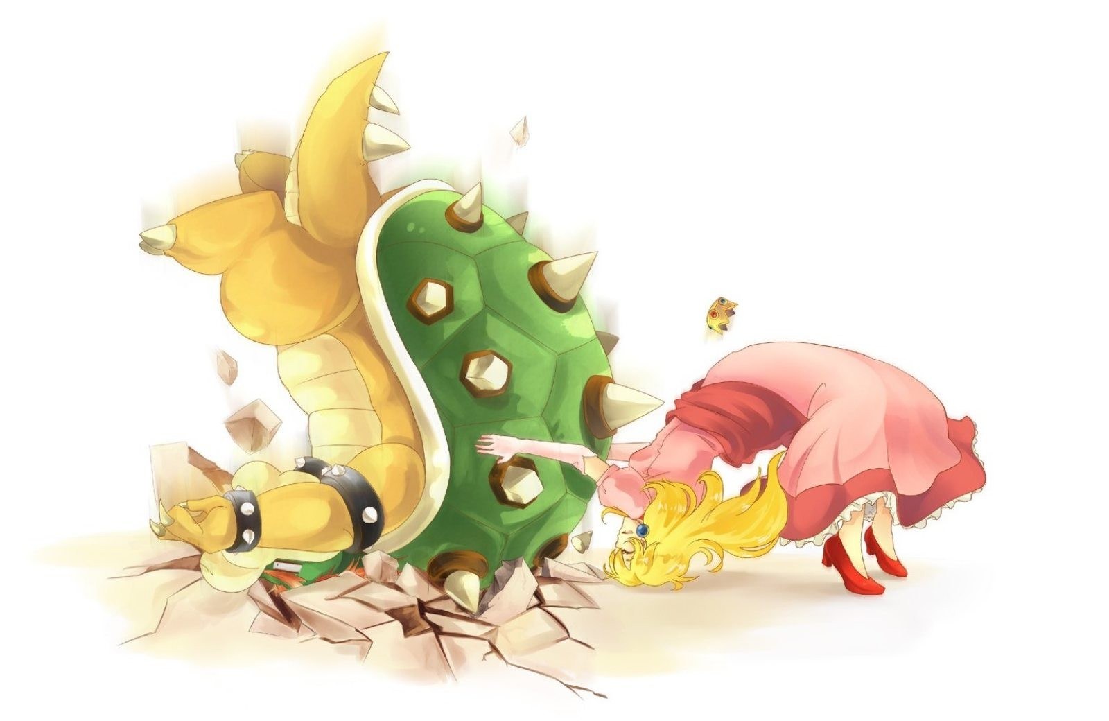 Bowser and Peach in action