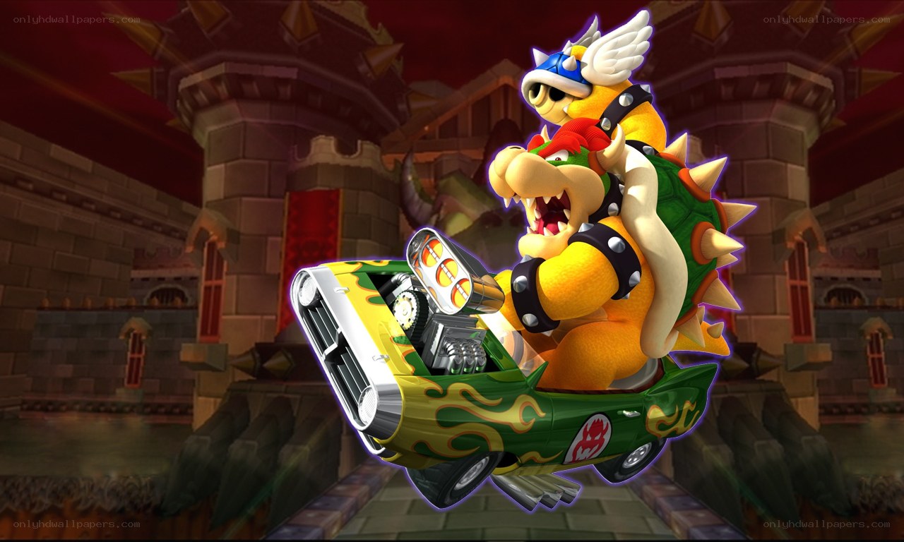 Bowser in a racing car