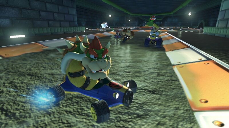 Bowser racing in a kart