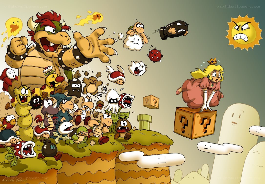 Bowser's army attacks Peach