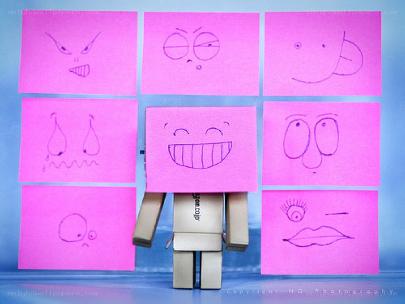 box figure with emotion cards