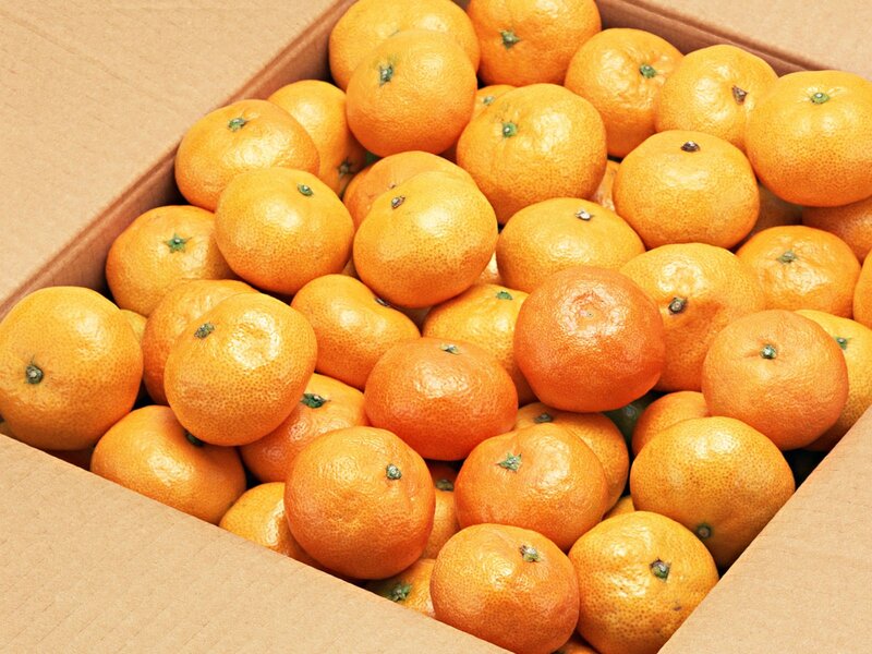 Box of fresh tangerines