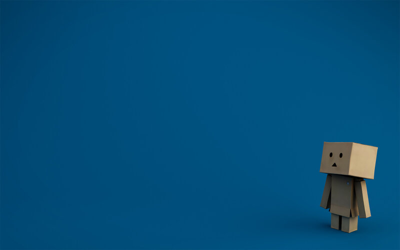 box robot on blue background