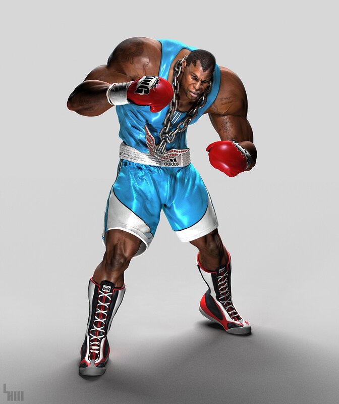 Boxer character in blue trunks