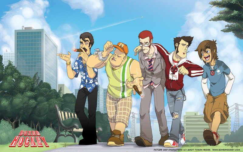 Boxer Hockey characters in park