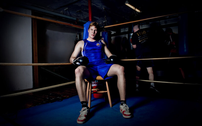 Boxer in Ring — Blue